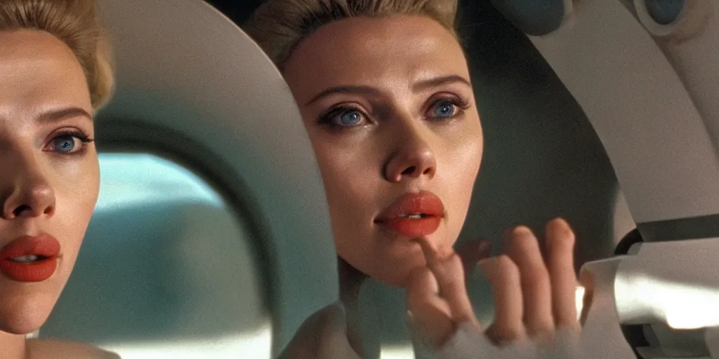 Image similar to Scarlett Johansson in a scene from 2001 a space odyssey