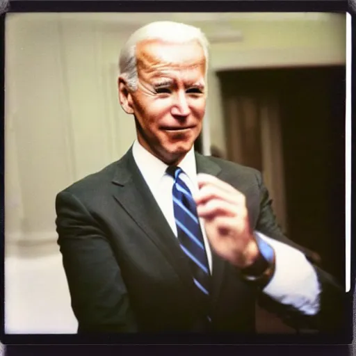 Image similar to polaroid image of joe biden chasing after a man.