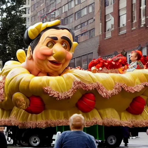 Image similar to pictures of Danny Devito as a Macy's Thanksgiving Day parade float