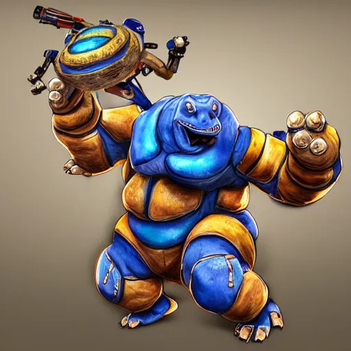 Image similar to Blastoise in the GTA 5 cover, highly detailed award-winning masterpiece with incredible and beautiful details, trending on ArtStation