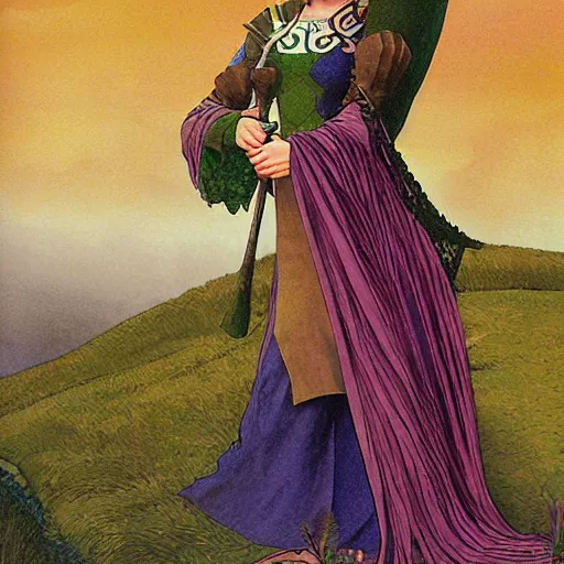 Prompt: annasophia robb as celtic princess, by angus mcbride