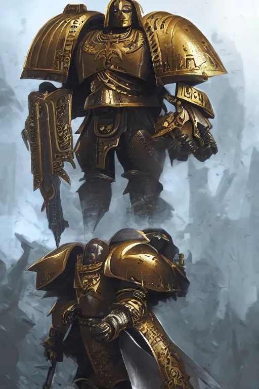 Image similar to armor portrait heros warhammer 4 0 k horus heresy fanart - the primarchs emperor by johannes helgeson animated with vfx concept artist & illustrator global illumination ray tracing hdr fanart arstation zbrush central hardmesh 8 k octane renderer comics stylized