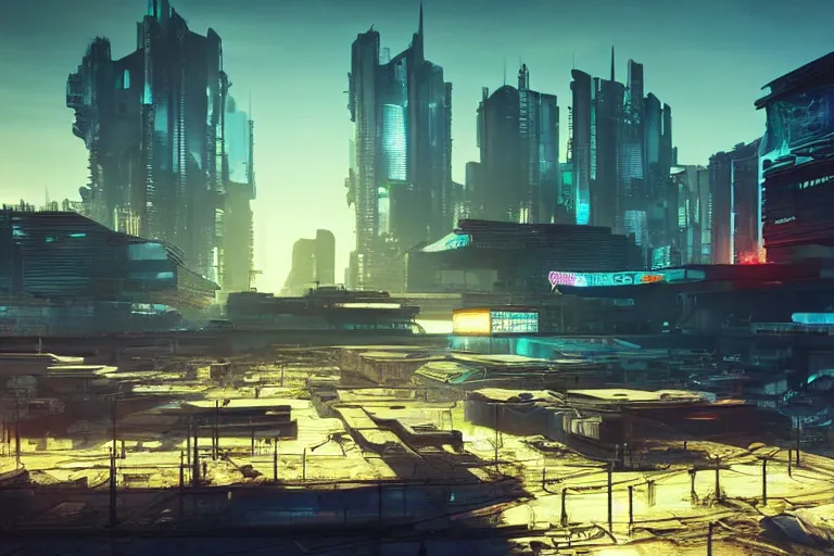 Image similar to cyberpunk landscape of iztapalapa, futuristic look, highly detailed body, very powerful, photorealistic camera shot, bright studio setting, studio lighting, crisp quality and light reflections, unreal engine 5 quality render