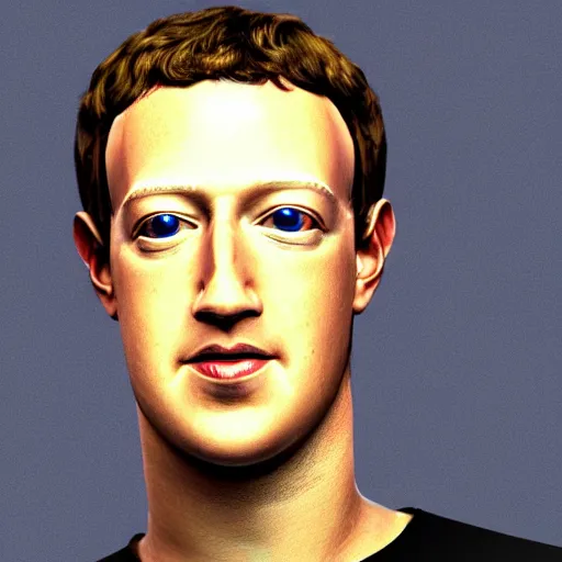 Prompt: mark zuckerberg as an android, robotic face, screws and wires