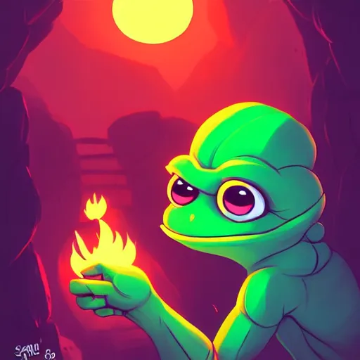 Prompt: happy pepe the miner in the cave, art by lois van baarle and loish and ross tran and rossdraws and sam yang and samdoesarts and artgerm and saruei and takaya imamura