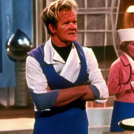 Image similar to Gordon Ramsay in Willy Wonka and the Chocolate Factory (1971)