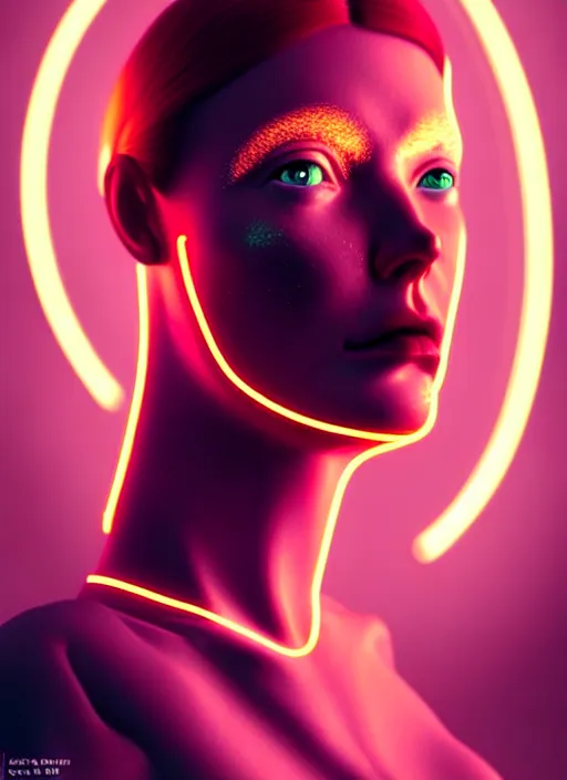 Prompt: an extremely beautiful redhead scandinavian female humanoid with freckled cheeks, cyber neon lighting, by loish, d & d, fantasy, futurism, cyberpunk fashion clothes, elegant profile posing, perfect anatomy, hyper photorealistic, digital photography, artstation, pinterest, concept art, art by pascal blanche and greg rutkowski,