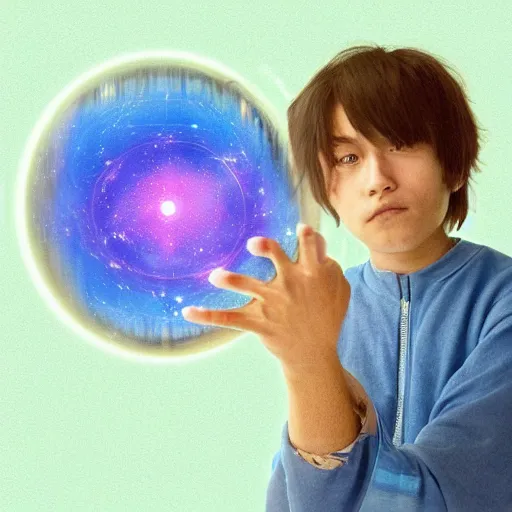 Image similar to A digital art. A rip in spacetime. Did this device in his hand open a portal to another dimension or reality?! Imgur, Google by Hayao Miyazaki rich details