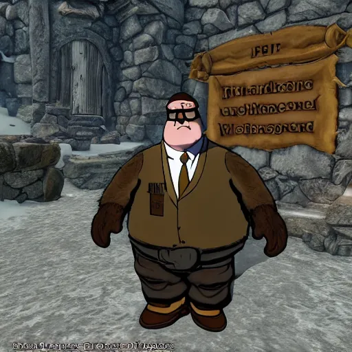 Image similar to Peter Griffin in Skyrim