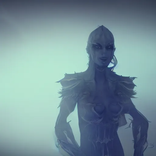 Image similar to character design, dark arcanist, blue lightning, blue mist, fog, scary, photorealistic, unreal engine