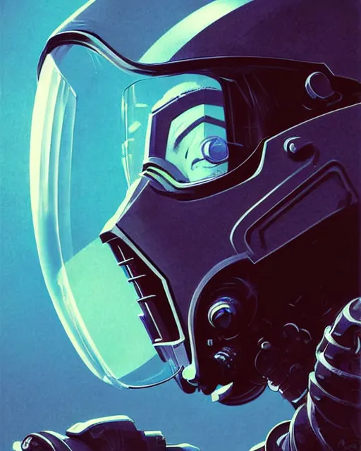 Prompt: hanzo from overwatch, cyber suit, see through glass hologram mask, character portrait, portrait, close up, concept art, intricate details, highly detailed, vintage sci - fi poster, retro future, vintage sci - fi art, in the style of chris foss, rodger dean, moebius, michael whelan, and gustave dore