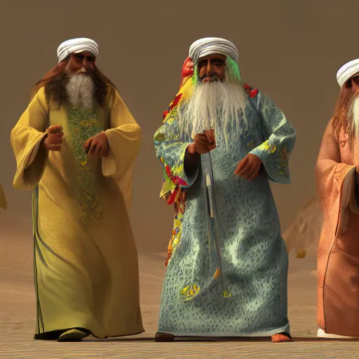 Image similar to sufi figures in the style of maud ventours behance hd octane render