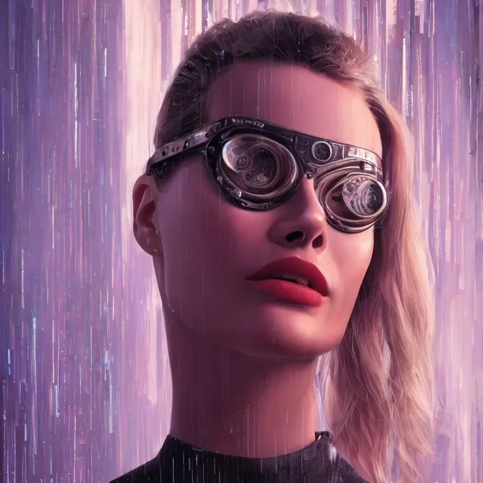 Image similar to portrait of Margot Robbie in The Matrix 2000. intricate abstract. intricate artwork. by Tooth Wu, wlop, beeple, dan mumford. octane render, trending on artstation, greg rutkowski very coherent symmetrical artwork. cinematic, hyper realism, high detail, octane render, 8k, iridescent accents