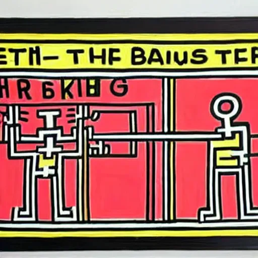 Prompt: keith haring painting of a person looking at a bar chart