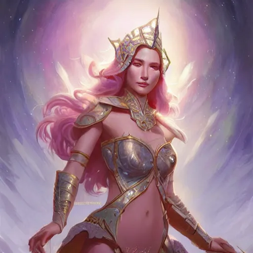 Image similar to star goddess, d & d, fantasy, portrait, highly detailed, digital painting, trending on artstation, concept art, sharp focus, illustration, art by artgerm and greg rutkowski and magali villeneuve