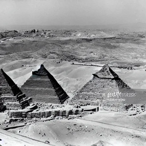 Image similar to construction of the Giza pyramids by ancient Egyptian gods