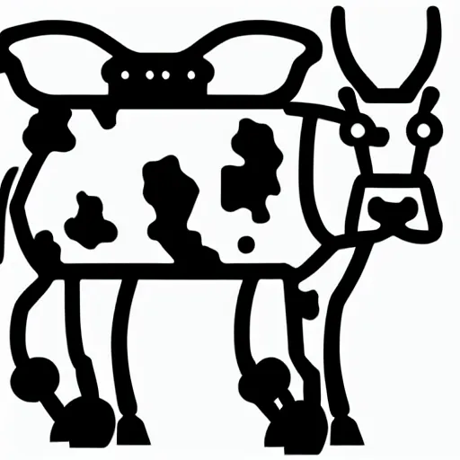 Image similar to boston dynamics robot cow as an svg sticker, 2 d, flat, vector art