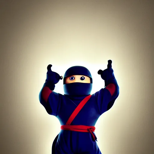 Image similar to cute ninja, portrait, pixar style, cinematic lighting, award winning creature portrait photography