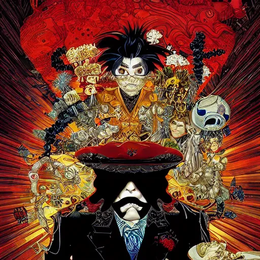 Prompt: portrait of crazy groom, symmetrical, by yoichi hatakenaka, masamune shirow, josan gonzales and dan mumford, ayami kojima, takato yamamoto, barclay shaw, karol bak, yukito kishiro