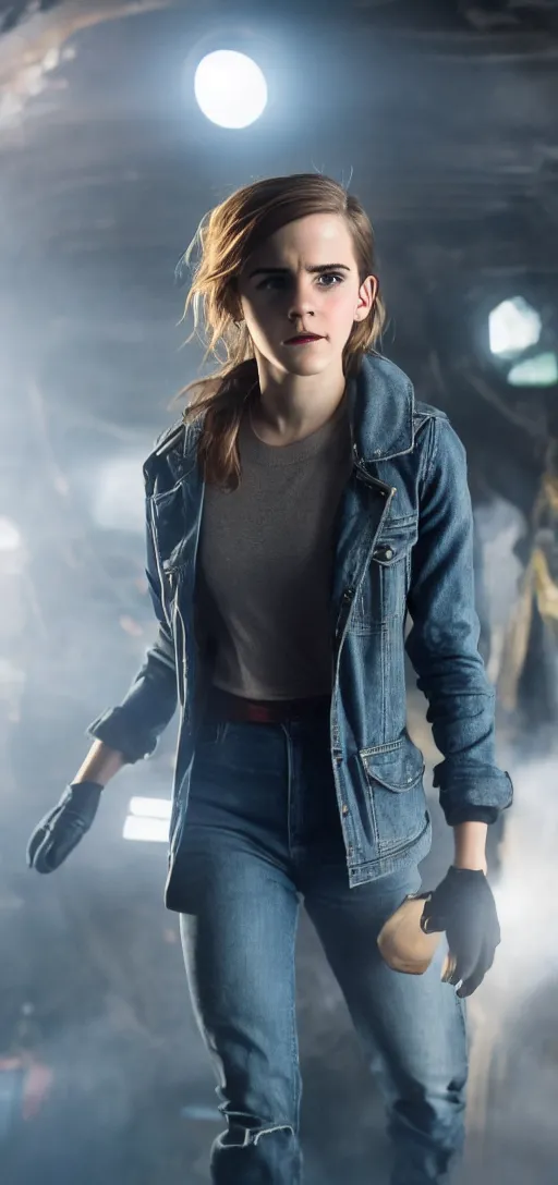 Image similar to Emma Watson in Ready Player One, XF IQ4, 150MP, 50mm, F1.4, ISO 200, 1/160s, natural light