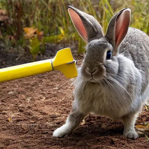 Prompt: rabbit using a jackhammer