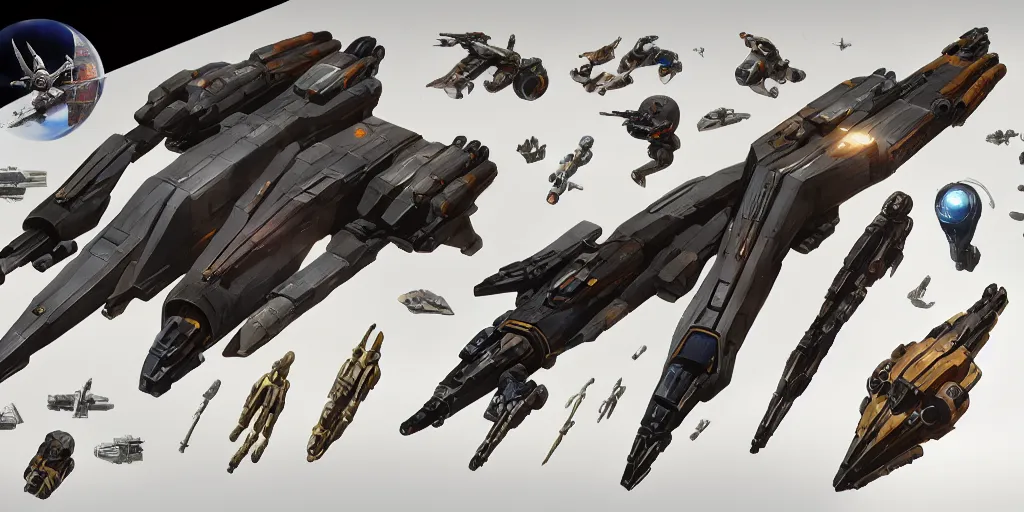 Image similar to collection of futuristic sci - fi props and gadget, items, hard surface, kitbash, parts, shape and form, in watercolor gouache detailed paintings, star citizen, modular, pieces, golden ratio, mobius, weapon, guns, destiny, big medium small, insanely details, wes anderson, bungie, star wars, by makoto shinkai, ghibli