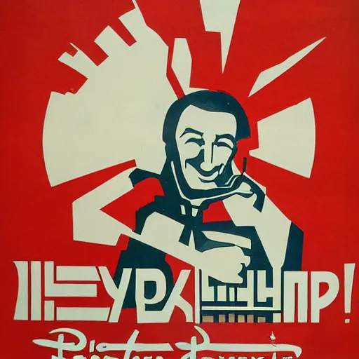 Image similar to soviet propaganda poster featuring the walt disney company