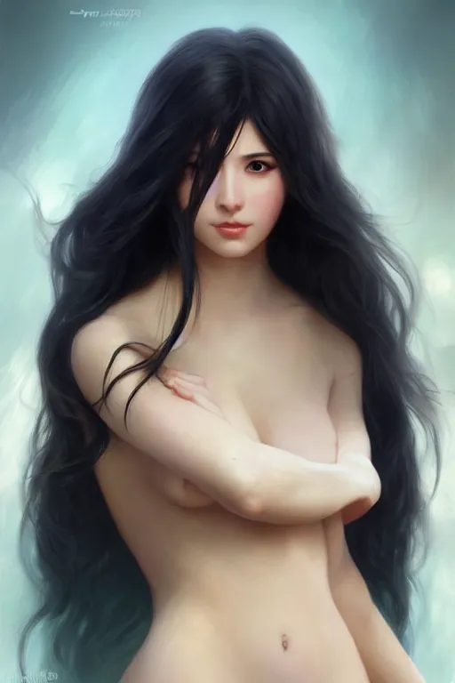 Prompt: nami, long black hair, digital art from artstation by artgerm and william - adolphe bouguereau