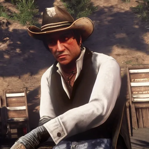 Prompt: Tony Montana in Red Dead Redemption 2