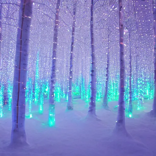 Image similar to crystal forest, fiber optic lights