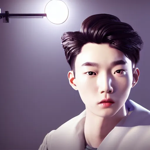 Image similar to korean boy inspired avant-garde art, deco fashion, highly detailed, photorealistic portrait, bright studio setting, studio lighting, crisp quality and light reflections, unreal engine 5 quality render