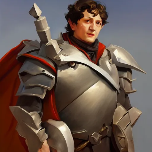 Image similar to greg manchess portrait painting of partially armored frodo beutlin as overwatch character, medium shot, asymmetrical, profile picture, organic painting, sunny day, matte painting, bold shapes, hard edges, street art, trending on artstation, by huang guangjian and gil elvgren and sachin teng