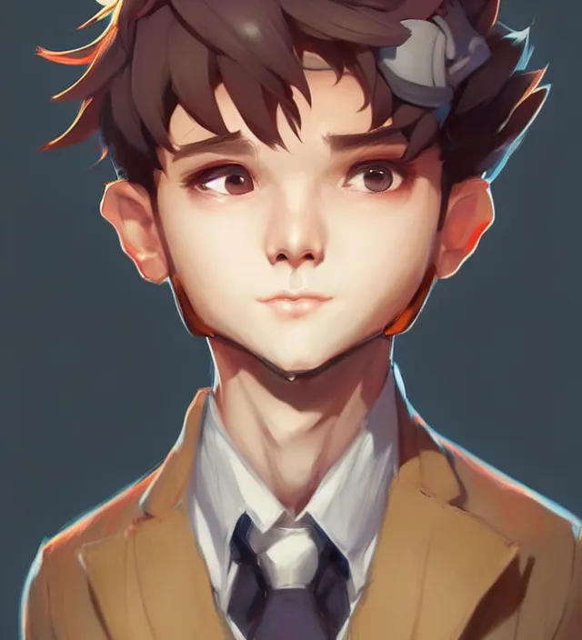 Prompt: character concept art of a cute young male anthropomorphic character | | cute - fine - face, pretty face, key visual, realistic shaded perfect face, fine details by stanley artgerm lau, wlop, rossdraws, james jean, andrei riabovitchev, marc simonetti, and sakimichan, trending on artstation