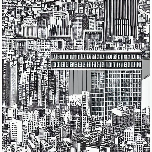 Prompt: detailed masterpiece lithograph of the skyline of Lima, Peru in the style of Katsuhiro Otomo