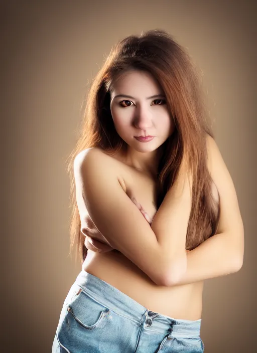 photo of a cute beautiful slim skinny young woman in