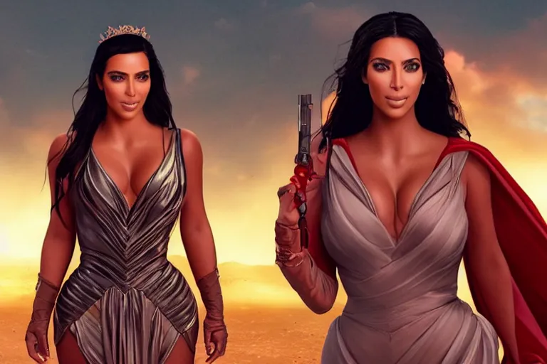 Prompt: princess of mars but with kim kardashian, cinematic 8 k movie still