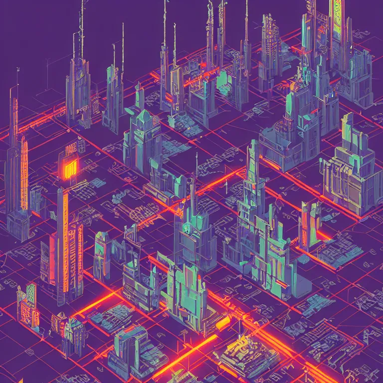 Prompt: isometric view illustration of a Cyberpunk Moscow, highly detailed, by James Gilleard and Bruce Pennington
