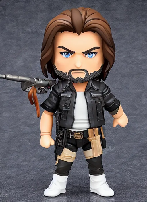 Prompt: kurt russell, a nendoroid of kurt russell is snake plisskin figurine, eyepatch, escape from new york, realistic face, detailed product photo