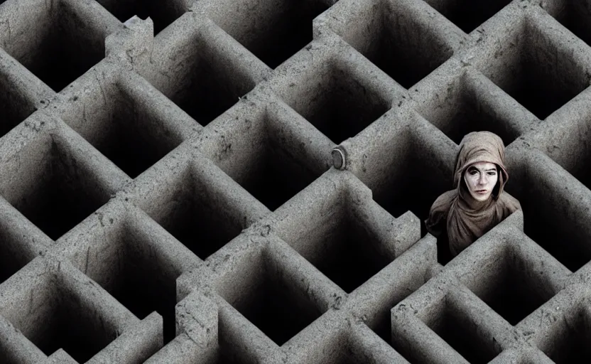 Image similar to cinestill 5 0 d photographic portrait by helen levitt of a group of android women wearing rugged black mesh techwear in a cement maze, extreme closeup, modern cyberpunk, minimalism, dust storm, 8 k, hd, high resolution, 3 5 mm, f / 3 2, ultra realistic faces, intricate detail, ex machina