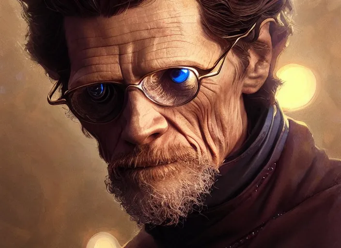 Image similar to williem dafoe as oscar diggs, intricate, d & d, fantasy, art nouveau, digital painting, trending on artstation, sharp focus, illustration, concept design, global illumination, ray tracing, art by artgerm and greg rutkowski and ruan jia