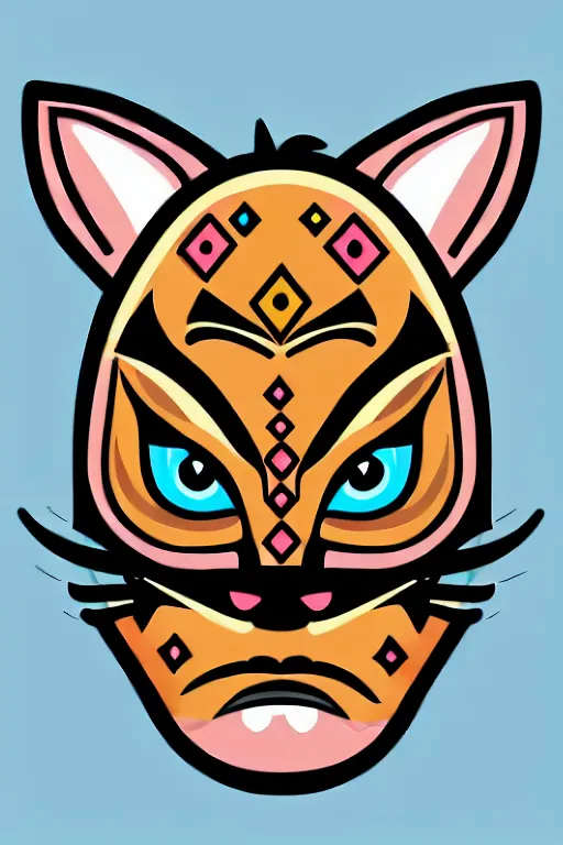 Image similar to Portrait of a cat as a Mexican wrestler in a mask, sticker, colorful, illustration, highly detailed, simple, smooth and clean vector curves, no jagged lines, vector art, smooth