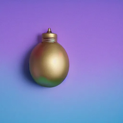 Prompt: mk 2 grenade!!! made of cotton candy, centered, product shot, bright, airy, iridescent lighting, gradient background