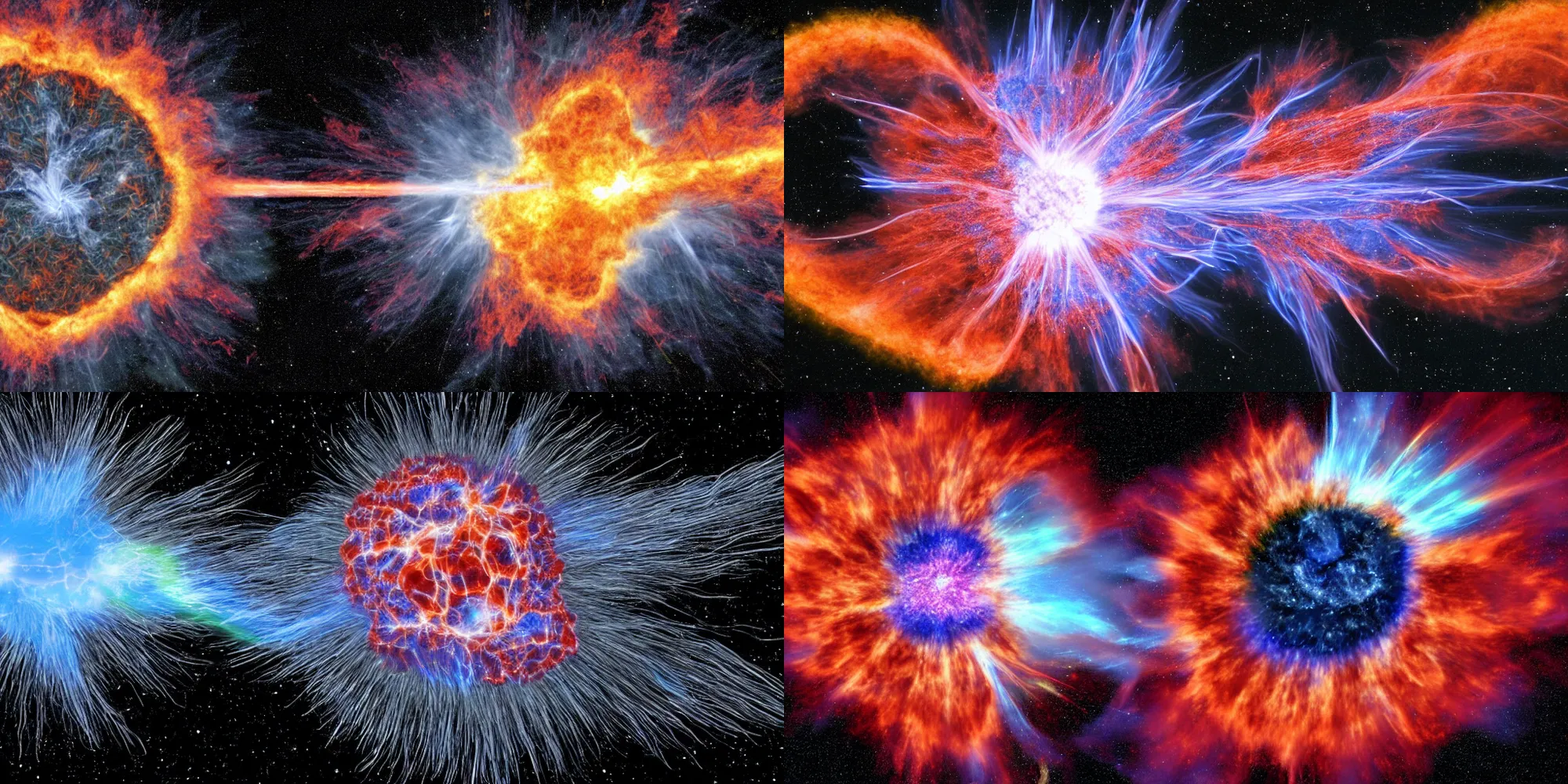 Prompt: supercomputer generated image of the explosion of a supernova, highly detailed