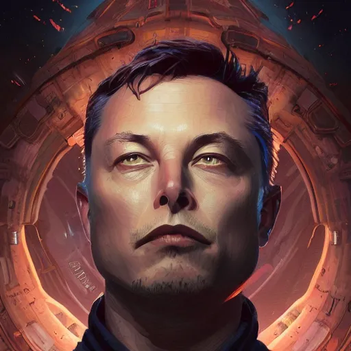 Image similar to Highly detailed portrait of Elon Musk, unreal engine, fantasy art by Greg Rutkowski, Loish, Rhads, ferdinand knab, Makoto Shinkai and Lois van baarle, ilya kuvshinov, rossdraws, Tom Bagshaw, alphonse mucha, global illumination, radiant light, detailed and intricate environment