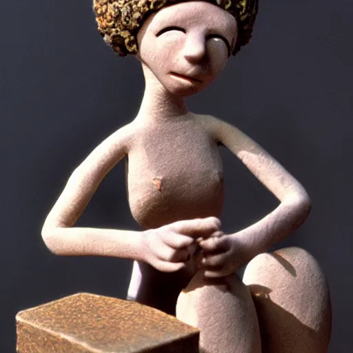 Prompt: a claymation film still of statuette / anthropomorphe / bresil / bahia / collection / fonction jeu et jouet / claymation by bruce bickford / 6 0 s