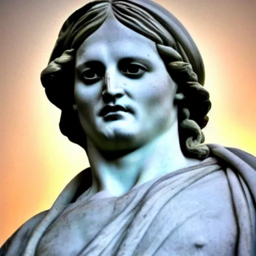 Image similar to johnny depp as a greek marble statue