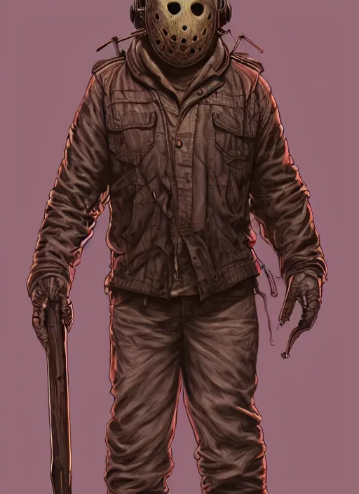 Image similar to Jason Voorhees, highly detailed, centered, solid color background, digital painting, artstation, concept art, smooth, sharp focus, illustration, Jason Edmiston, donato giancola, Joseph Christian Leyendecker, Les Edwards, Ed Repka, WLOP, Artgerm