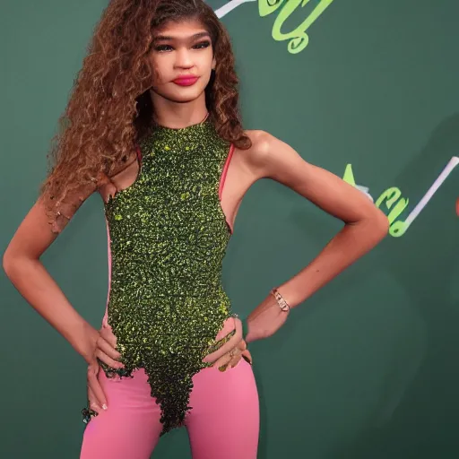 Prompt: ZENDAYA WITH A FROG'S BODY, frog arms frog legs frog torso frog spots, 4k PHOTOGRAPHY ,