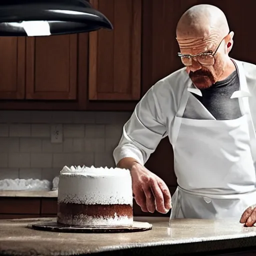 Prompt: Walter white baking a cake