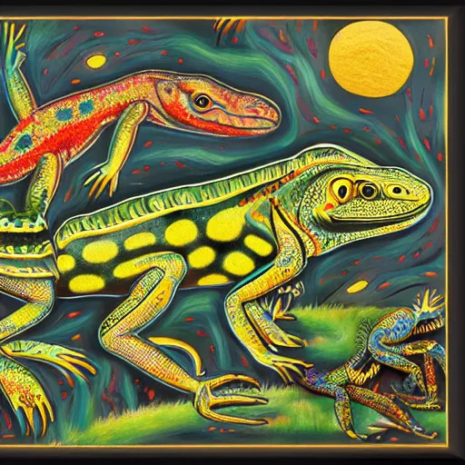 Image similar to australian aboriginal dreamtime lizard mural